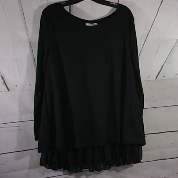 CL. Shang Black Ribbed Blouse, Three Bows. Ruffles - Picture 1 of 6